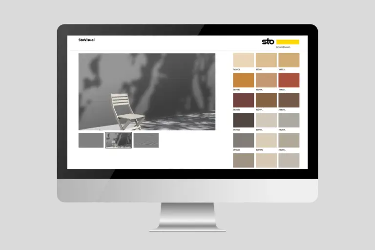 Configurador de fachadas Sto con vista y barra de colores