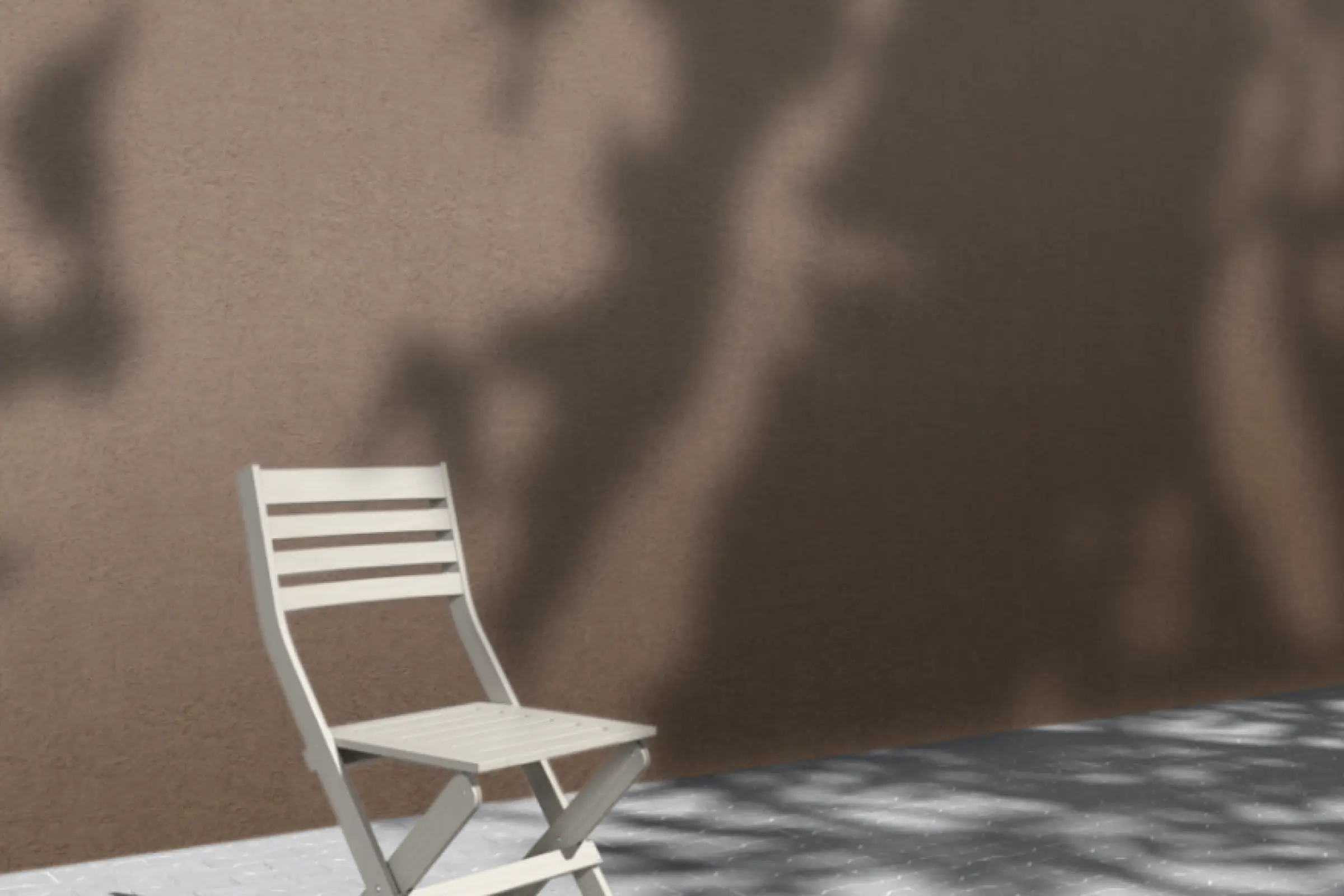 3D depiction of an exterior facade with a medium-brown coarse render texture, 5 mm